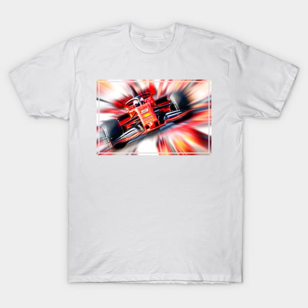 Sebastian Vettel on the racetrack T-Shirt by DeVerviers